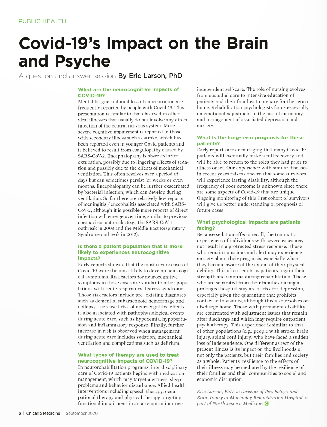 Covid-19's Impact on the Brain and Psyche